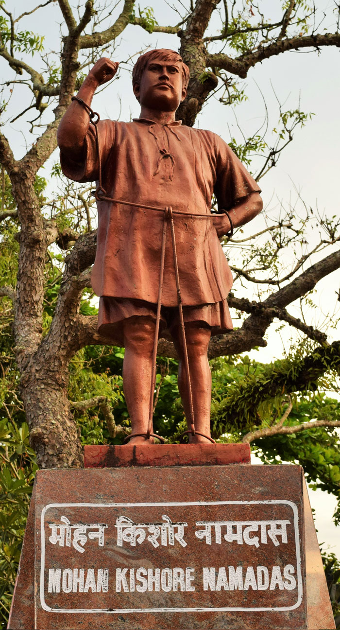 A statue installed within the prison complex honoring the memory of Mohan Kishore Namadas